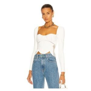 self-portrait Knit Lace Top Ivory White Medium Ribbed